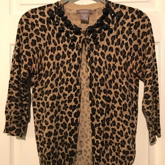 Kenar Sweaters - Kenar Petite Leopard Cardigan